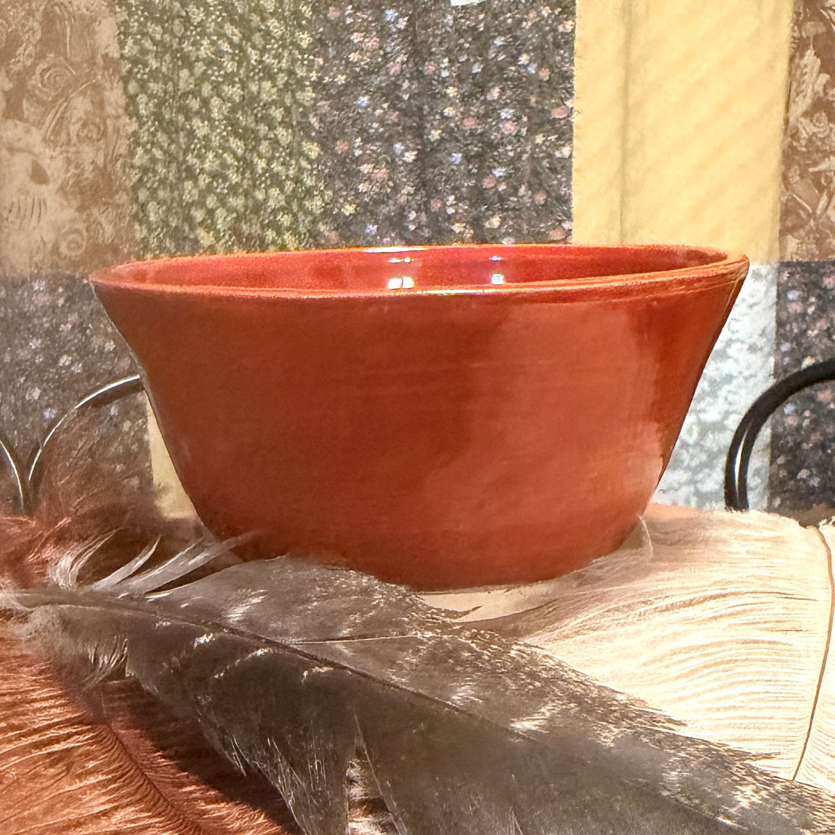 Cinnabar Red Cereal Bowl, handmade by Psalm 91 Pottery