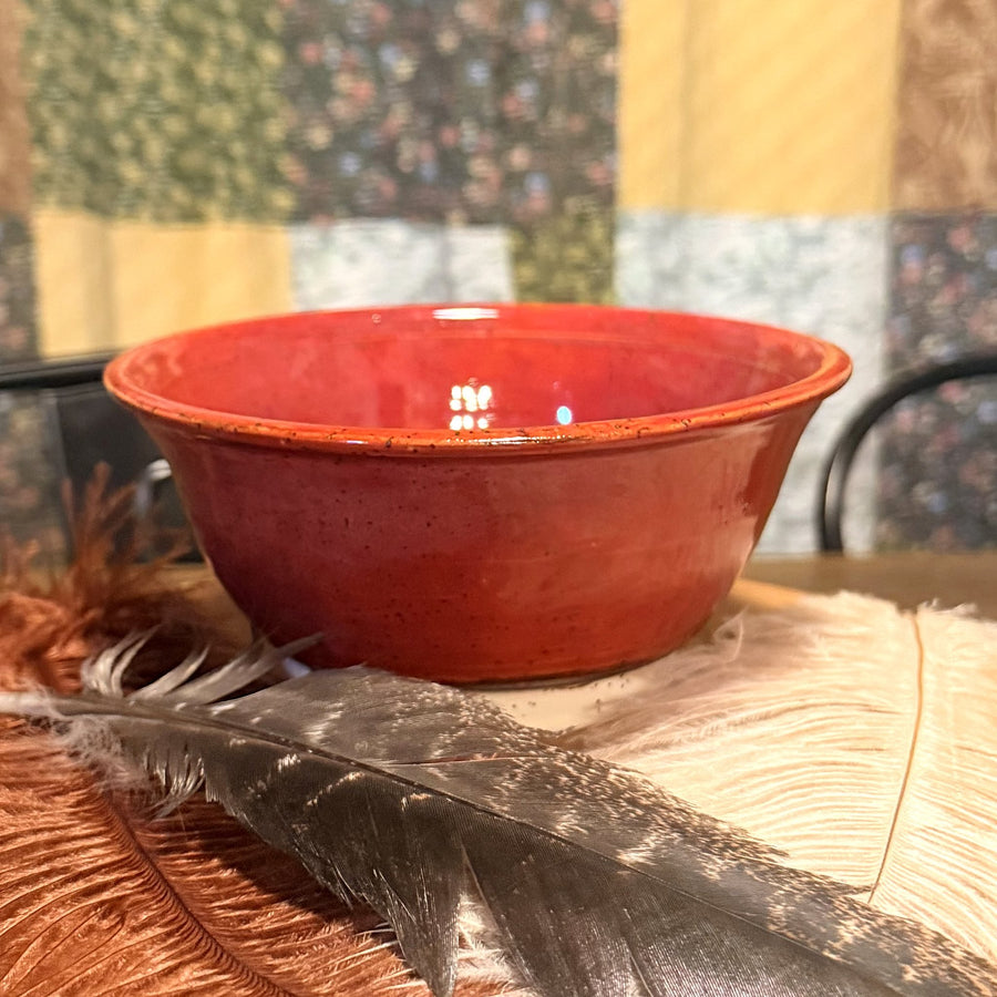 Cinnabar Red Cereal Bowl, handmade by Psalm 91 Pottery
