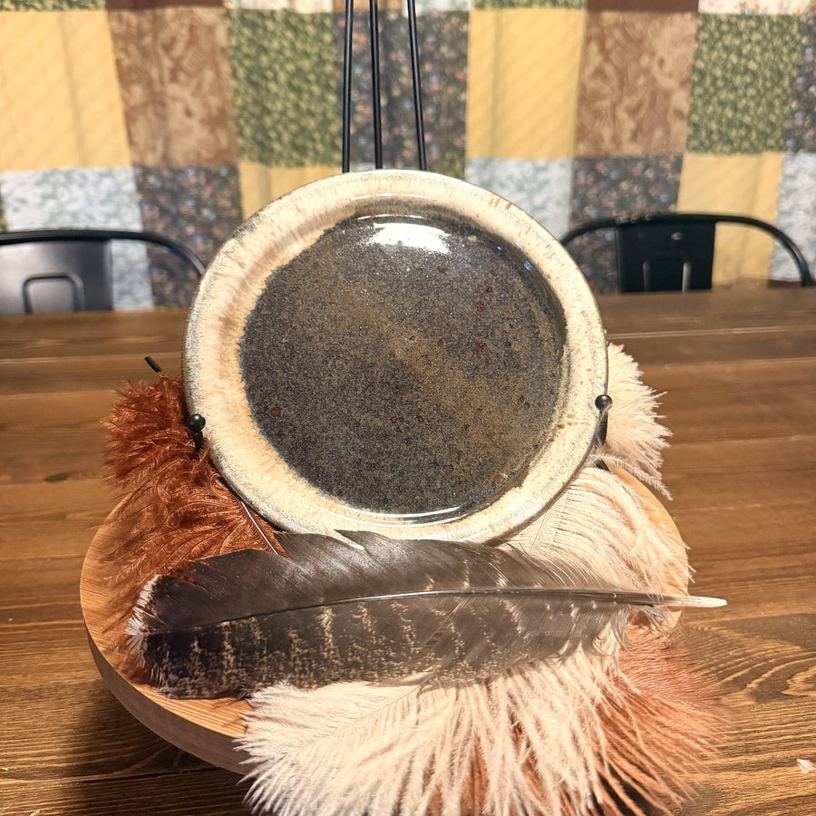 Licorice Lunch Plate with Cream Trim, handmade by Psalm 91 Pottery
