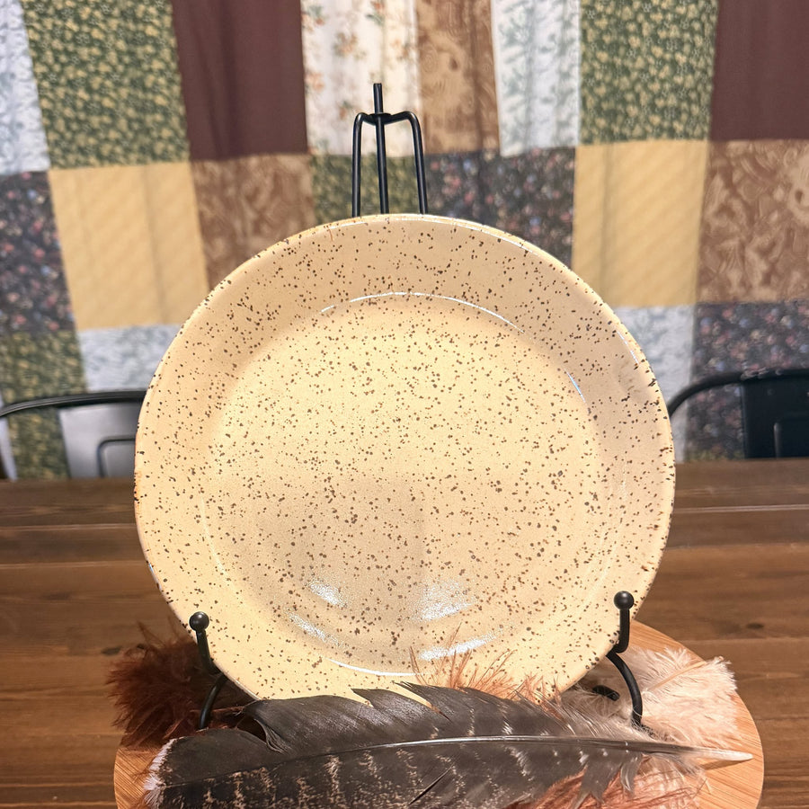 Speckled Yellow Dinner Plate, handmade by Psalm 91 Pottery