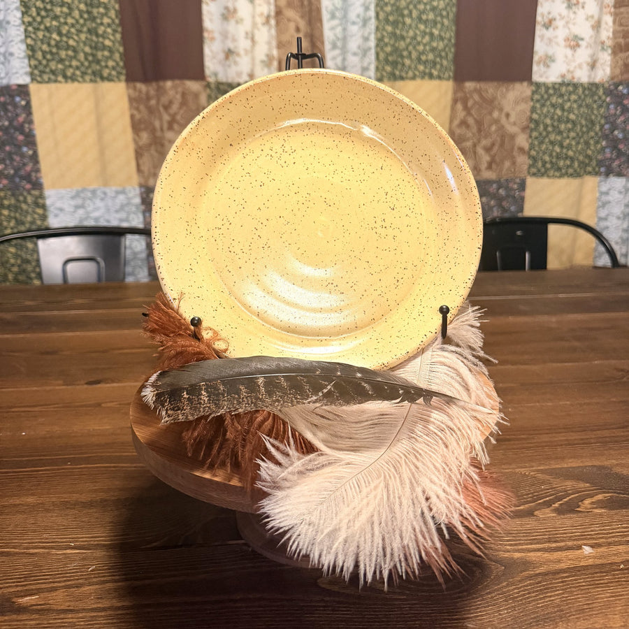 Speckled Yellow Dinner Plate, handmade by Psalm 91 Pottery