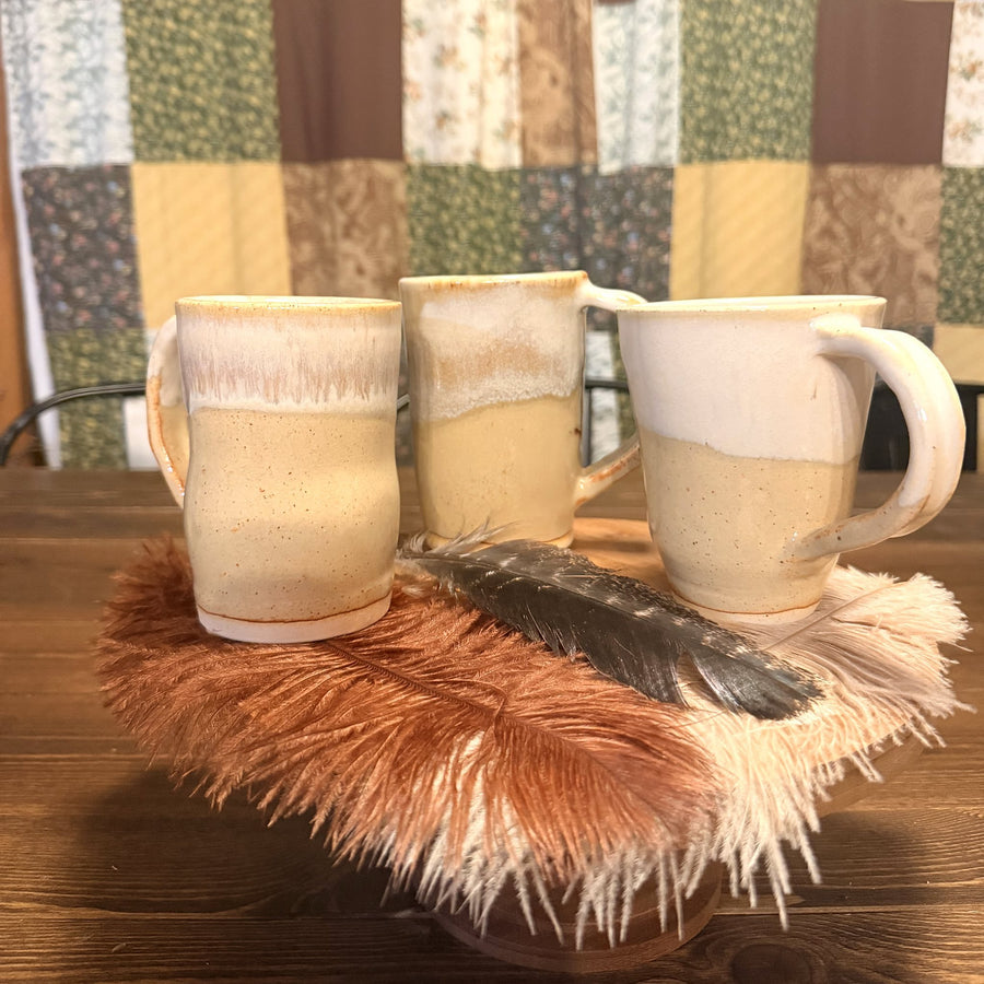 Yellow Coffee Mug with Cream Rim, handmade by Psalm 91 Pottery
